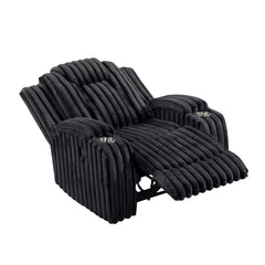Phyllis Black Reclining Chair With Cup Holders - Ornate Home