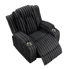 Phyllis Black Reclining Chair With Cup Holders - Ornate Home