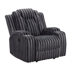 Phyllis Black Reclining Chair With Cup Holders - Ornate Home