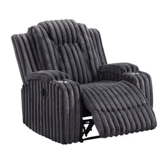 Phyllis Black Reclining Chair With Cup Holders - Ornate Home