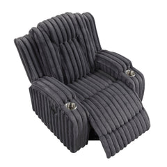 Phyllis Black Reclining Chair With Cup Holders - Ornate Home