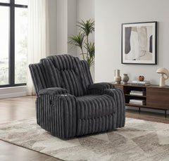 Phyllis Black Reclining Chair With Cup Holders - Ornate Home