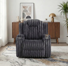 Phyllis Black Reclining Chair With Cup Holders - Ornate Home