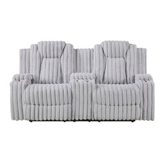 Phyllis White Double Reclining Loveseat With Center Console And Cup Holders - Ornate Home
