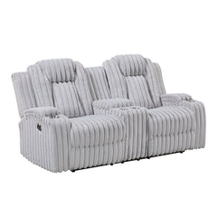 Phyllis White Double Reclining Loveseat With Center Console And Cup Holders - Ornate Home