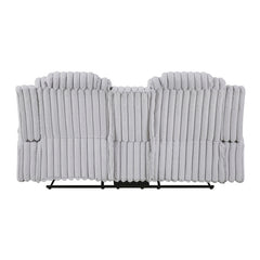 Phyllis White Double Reclining Loveseat With Center Console And Cup Holders - Ornate Home