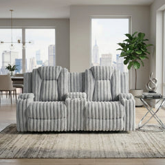 Phyllis White Double Reclining Loveseat With Center Console And Cup Holders - Ornate Home