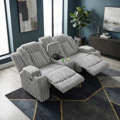 Phyllis White Double Reclining Loveseat With Center Console And Cup Holders - Ornate Home