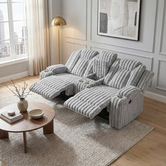 Phyllis White Double Reclining Loveseat With Center Console And Cup Holders - Ornate Home