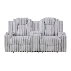 Phyllis White Double Reclining Loveseat With Center Console And Cup Holders - Ornate Home
