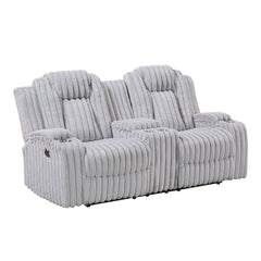 Phyllis White Double Reclining Loveseat With Center Console And Cup Holders - Ornate Home