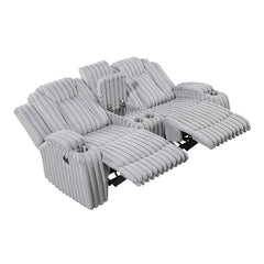 Phyllis White Double Reclining Loveseat With Center Console And Cup Holders - Ornate Home