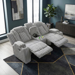 Phyllis White Double Reclining Loveseat With Center Console And Cup Holders - Ornate Home