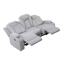Phyllis White Double Reclining Sofa With Cup Holders - Ornate Home