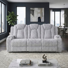 Phyllis White Double Reclining Sofa With Cup Holders - Ornate Home