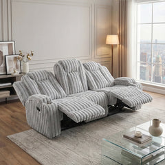 Phyllis White Double Reclining Sofa With Cup Holders - Ornate Home