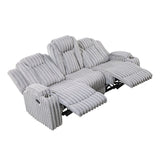 Phyllis White Double Reclining Sofa With Cup Holders - Ornate Home