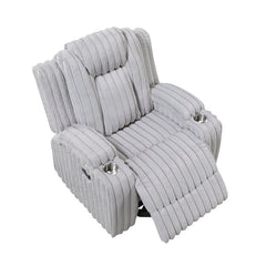 Phyllis White Reclining Chair With Cup Holders - Ornate Home