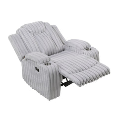 Phyllis White Reclining Chair With Cup Holders - Ornate Home