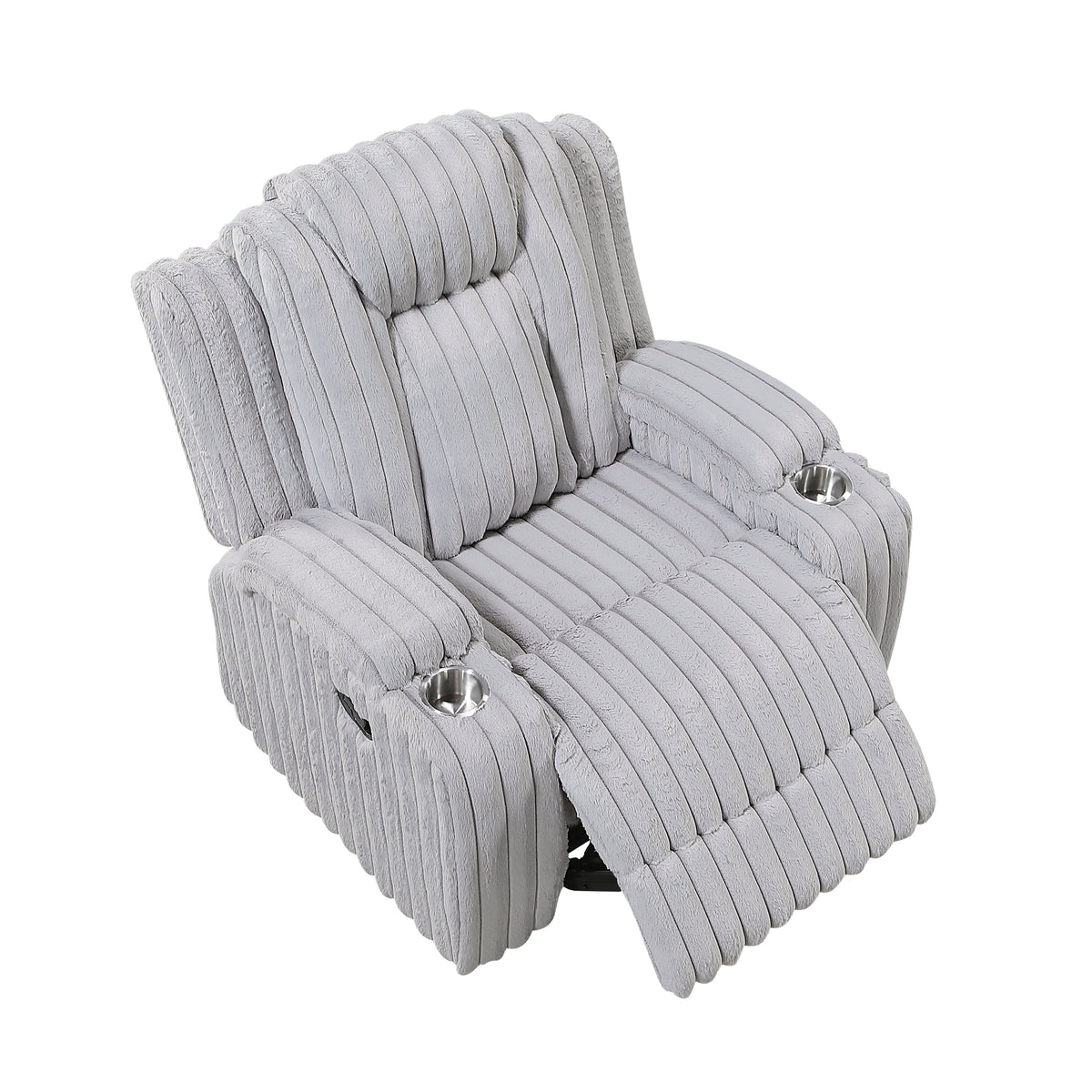 Phyllis White Reclining Chair With Cup Holders - Ornate Home