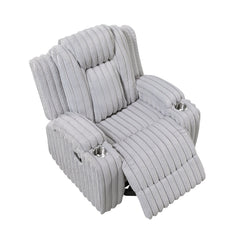 Phyllis White Reclining Chair With Cup Holders - Ornate Home