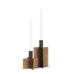 Pia Antiqued Gold/Black Metal Taper Candleholder (Set of 2) - Ornate Home