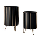 Pianta Black/Brass Metal Insert Frame Plant Stands (Set of 2) - Ornate Home