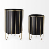 Pianta Black/Brass Metal Insert Frame Plant Stands (Set of 2) - Ornate Home