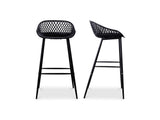 Piazza Black Outdoor Barstool (Set of 2) - Ornate Home