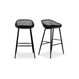 Piazza Black Outdoor Barstool (Set of 2) - Ornate Home