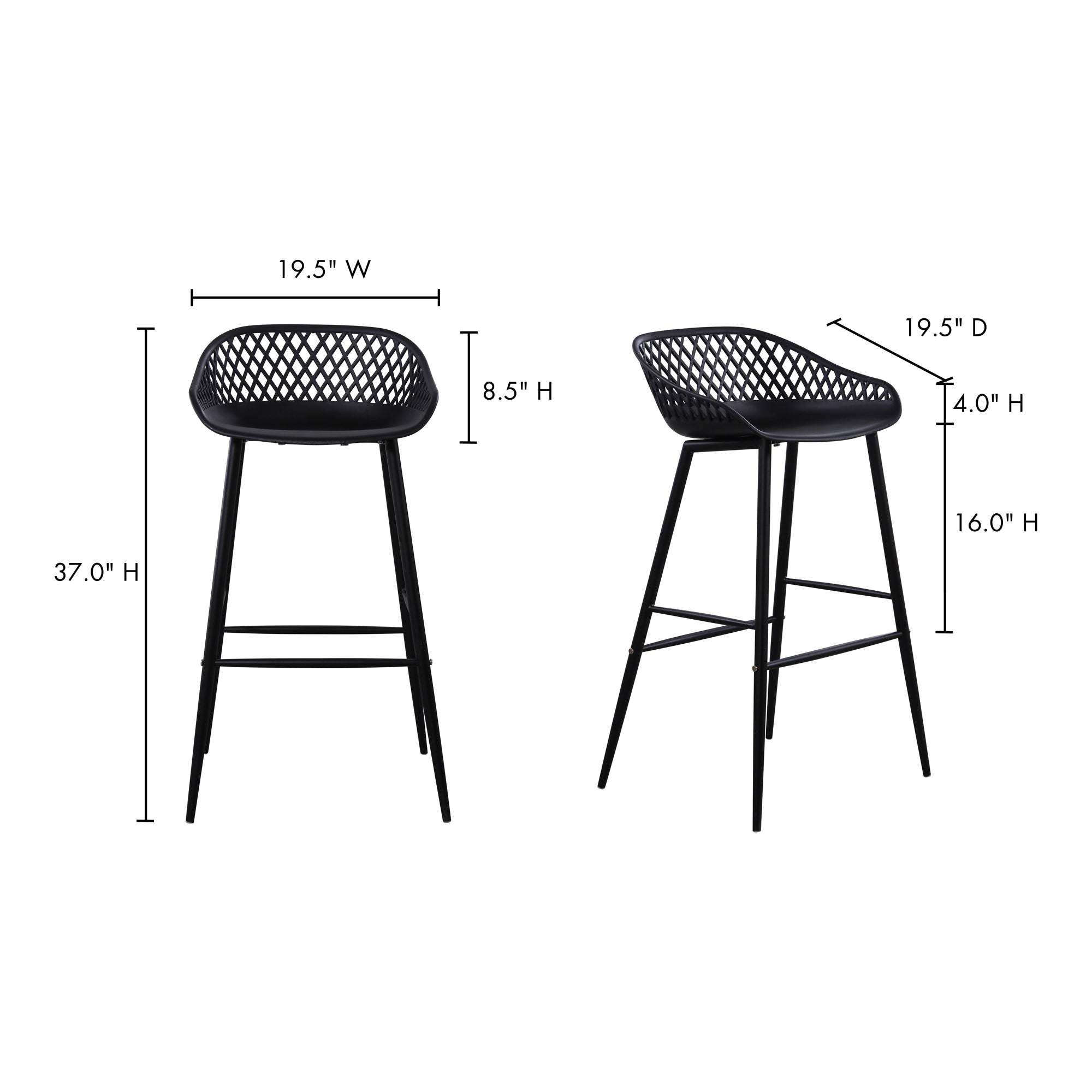 Piazza Black Outdoor Barstool (Set of 2) - Thumbnail 4