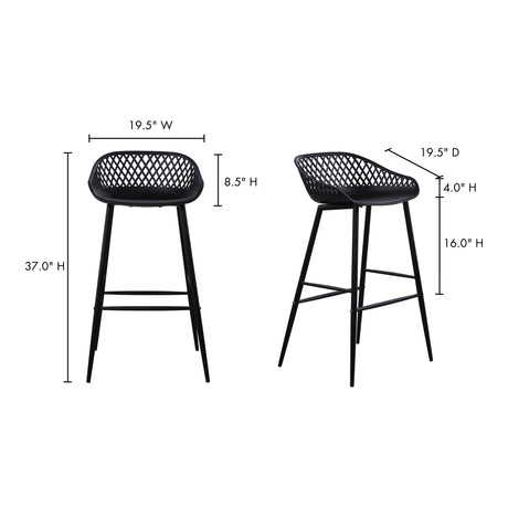 Piazza Black Outdoor Barstool (Set of 2) - Ornate Home