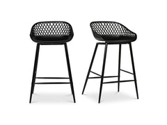 Piazza Black Outdoor Counter Stool (Set of 2) - Ornate Home