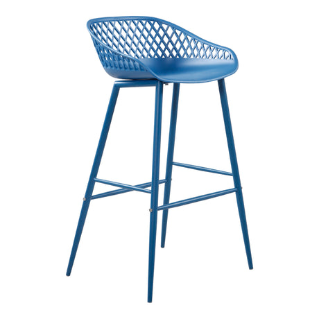 Piazza Blue Outdoor Barstool (Set of 2) - Ornate Home
