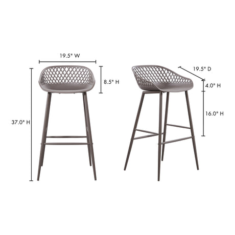 Piazza Grey Outdoor Barstool (Set of 2) - Ornate Home