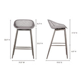 Piazza Grey Outdoor Counter Stool (Set of 2) - Ornate Home