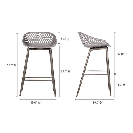 Piazza Grey Outdoor Counter Stool (Set of 2) - Ornate Home