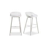 Piazza White Outdoor Barstool (Set of 2) - Ornate Home