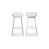 Piazza White Outdoor Barstool (Set of 2) - Ornate Home