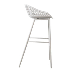 Piazza White Outdoor Barstool (Set of 2) - Ornate Home