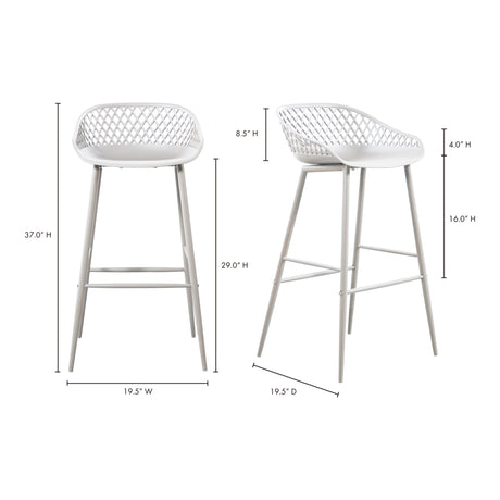 Piazza White Outdoor Barstool (Set of 2) - Ornate Home