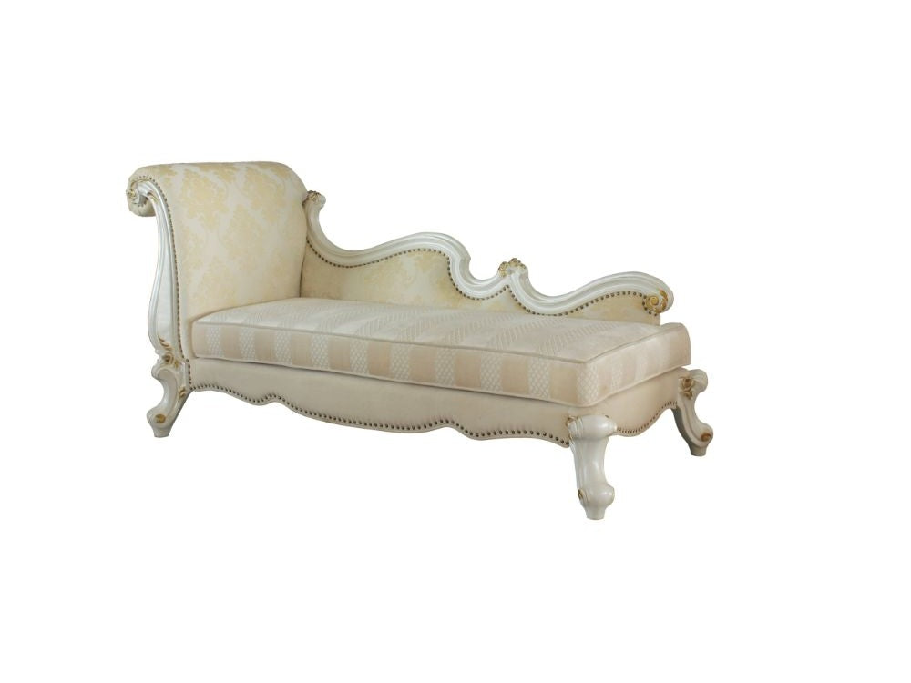 Picardy Antique Pearl & Fabric Chaise w/ Pillows - Ornate Home