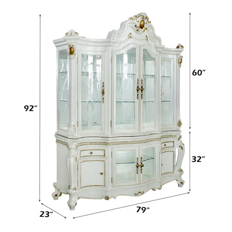 Picardy Antique Pearl Hutch & Buffet - Ornate Home