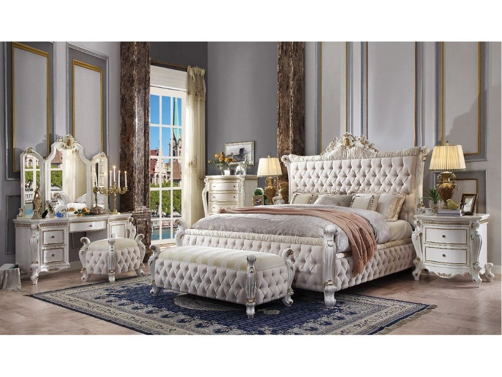 Picardy Antique White Queen Bed - Ornate Home