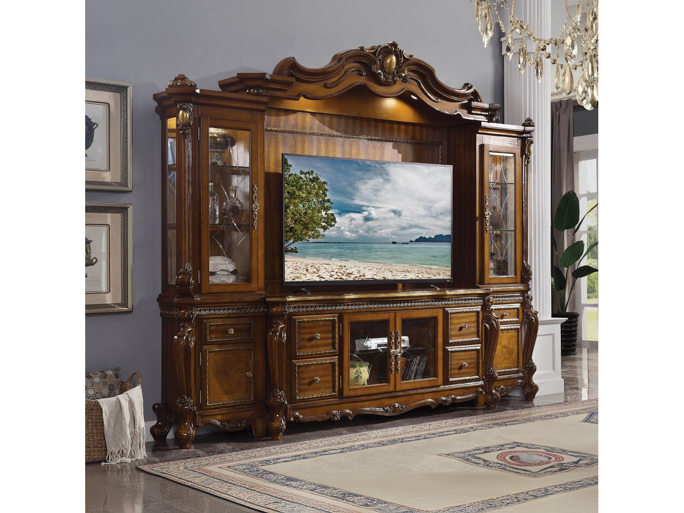 Picardy Cherry Oak Entertainment Center - Ornate Home
