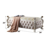 Picardy Fabric & Antique Pearl Bench - Ornate Home