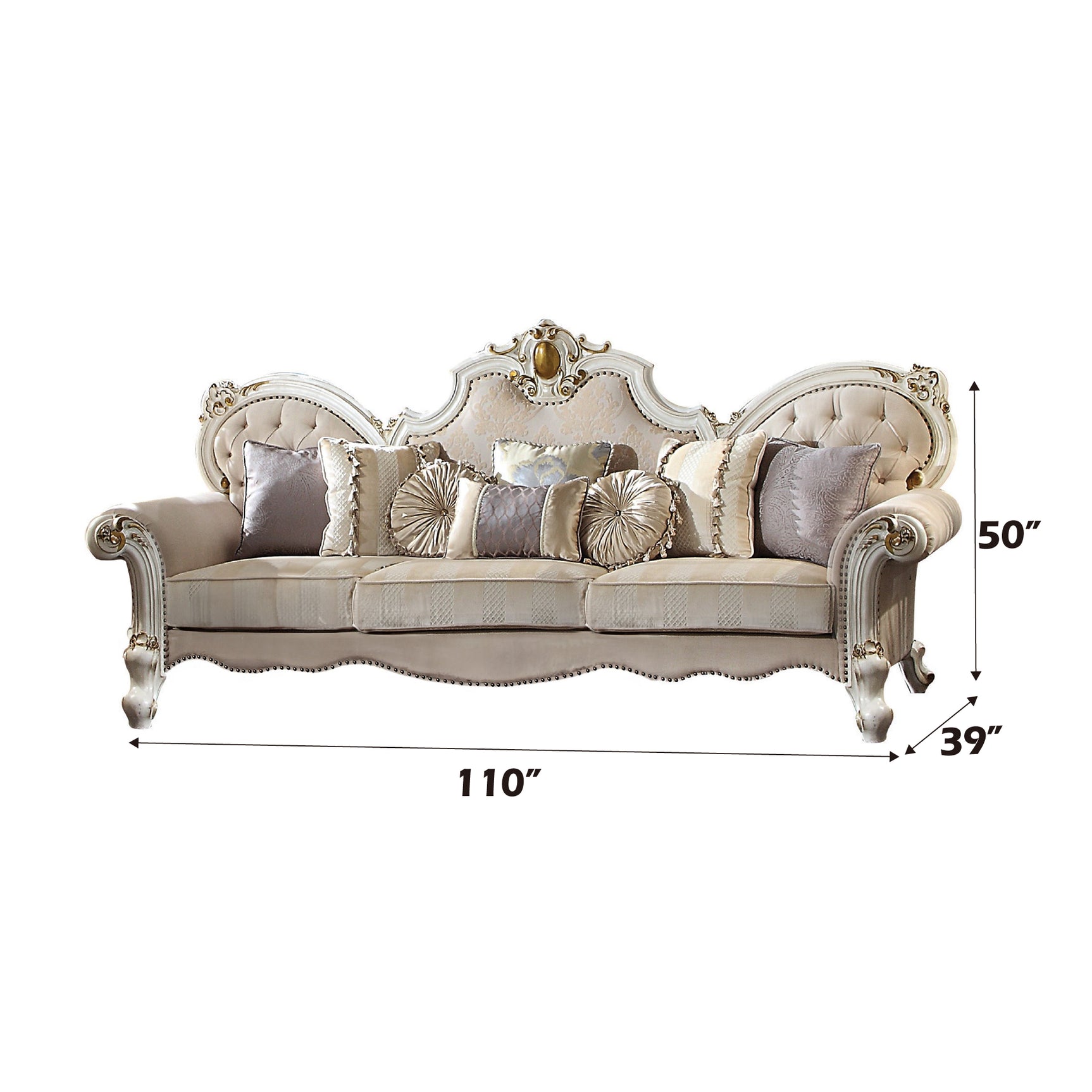 Picardy Fabric & Antique Pearl Oversized Sofa - Ornate Home