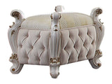 Picardy Fabric & Antique Pearl Vanity Stool - Ornate Home