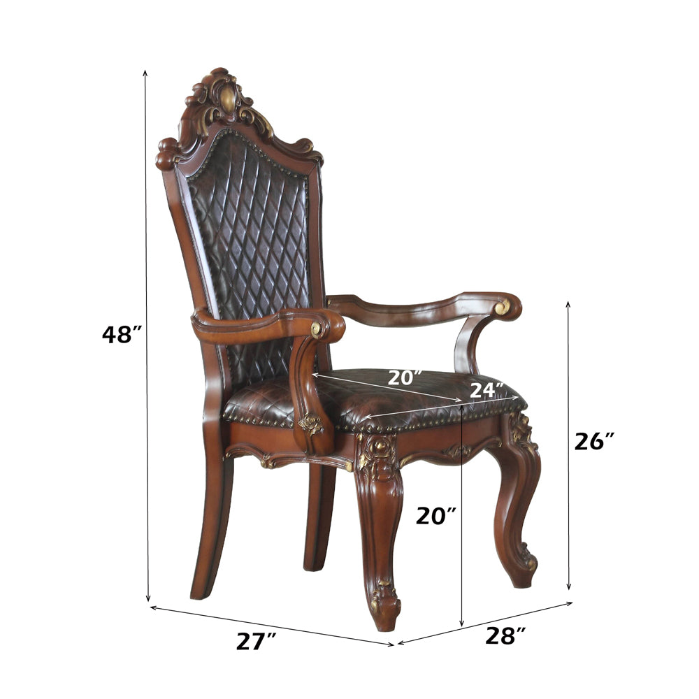Picardy Honey Oak & PU Arm Chair (Set of 2) - Ornate Home