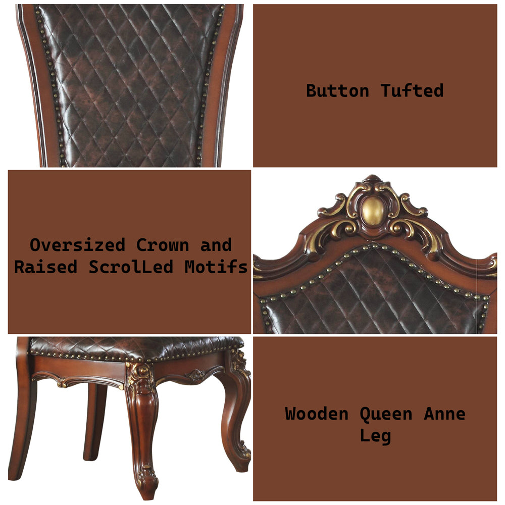 Picardy Honey Oak & PU Side Chair  (Set of 2) - Ornate Home